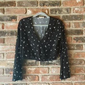 Cropped V-Neck Blouse